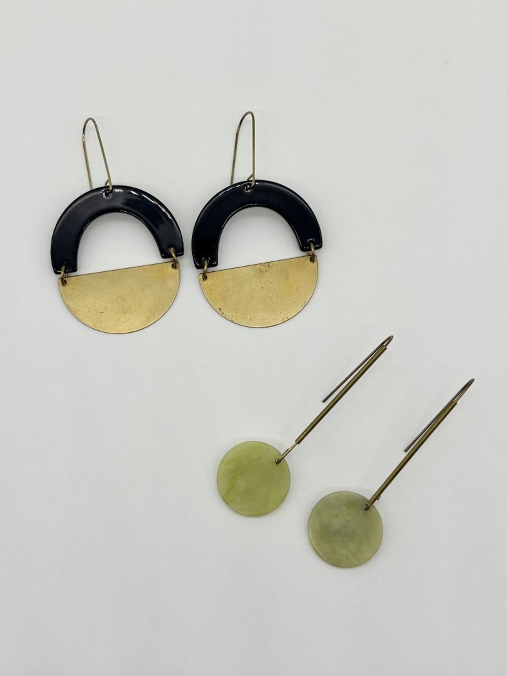 Lot Two Pairs Dangle Earrings for Pierced Ears Mod Chic Bold Statement, Unsigned